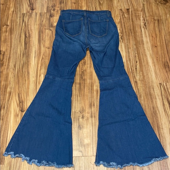 Judy Blue women’s 30 11 jeans flare blue stretch high rise frayed hems boutique - Picture 4 of 7